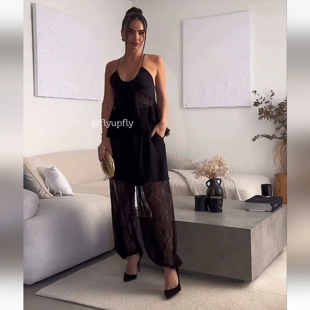 Zara Lace Balloon Pants Black Size S